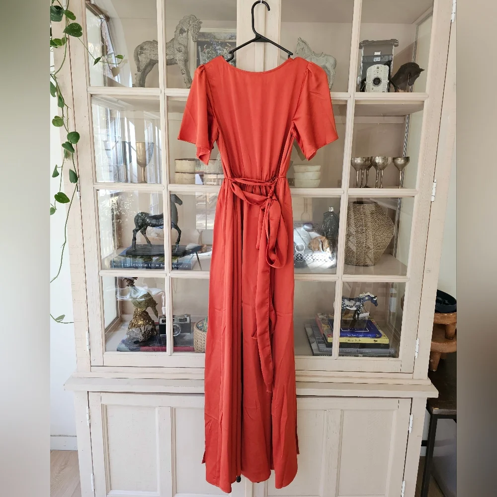 NWT Baltic Born Sicily Satin Rust Maxi Dress - Picture 7 of 13
